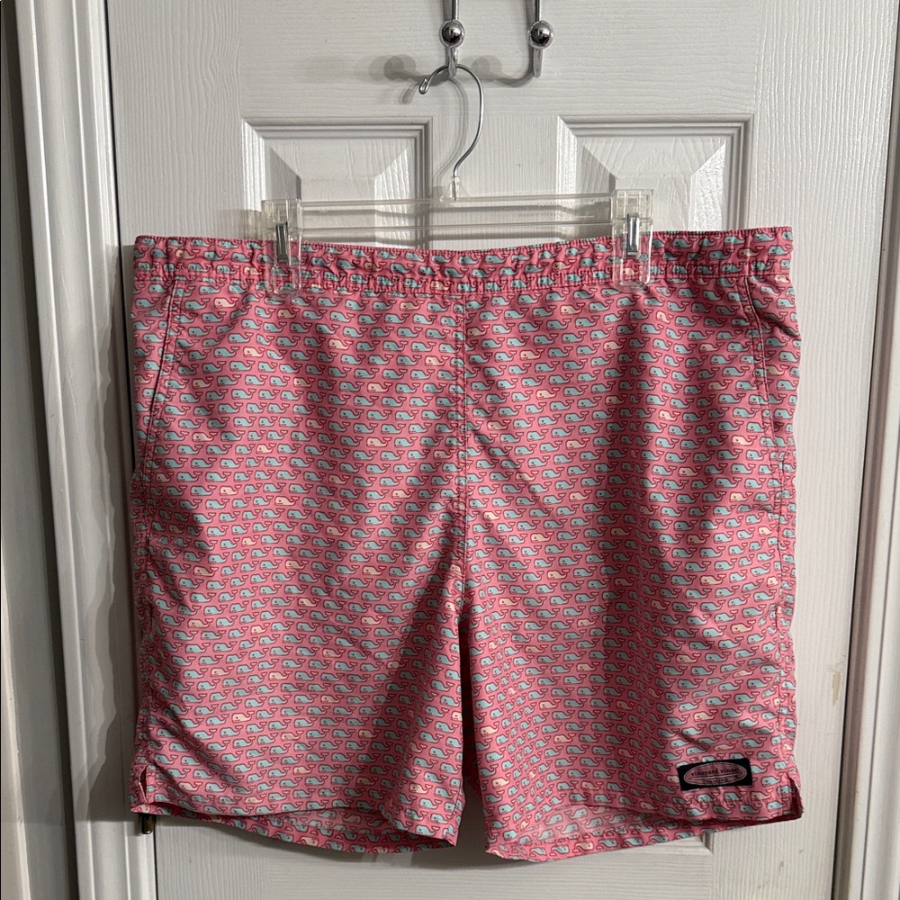 Vineyard Vines Pink Patterned Swim Trunks